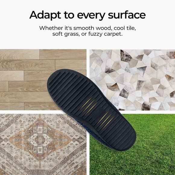 Men's Navy-Blue Slip-on Slippers Comfy Memory Foam Closed-Toe Indoor House Shoes - Picture 5 of 9